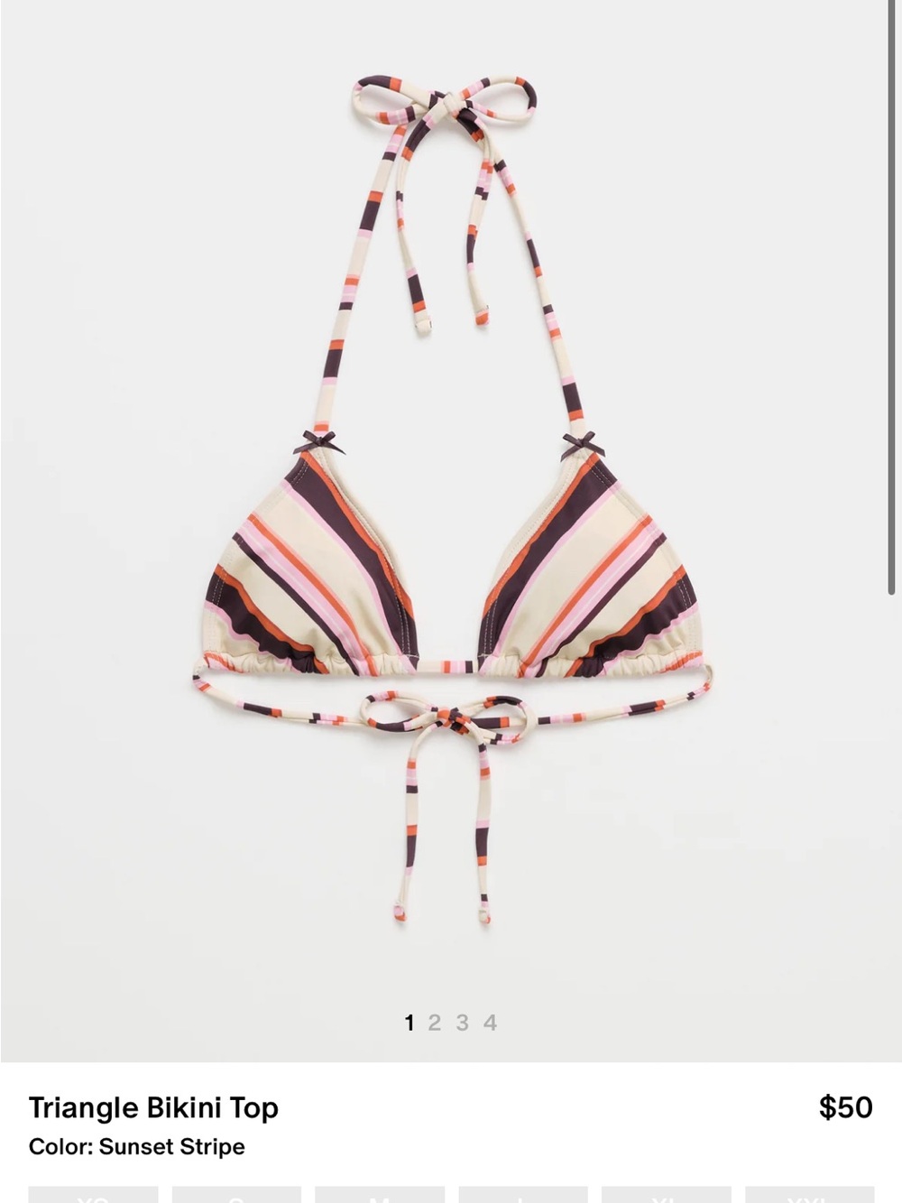 Roxy Madhappy collab Sunset Stripe Triangle Bikini Top size Medium